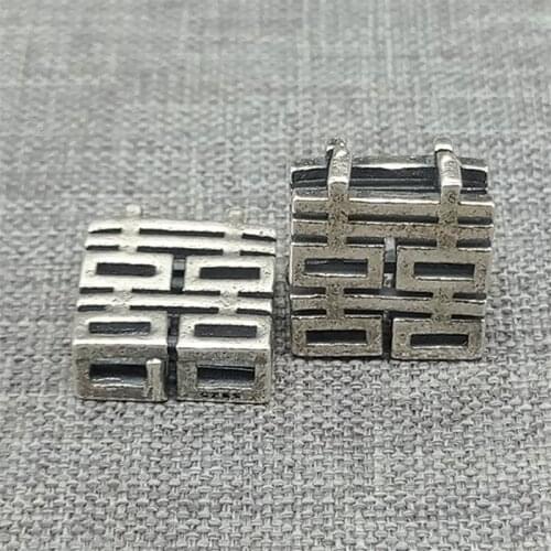 4 Pieces 925 Sterling Silver Chinese Double Happiness Beads