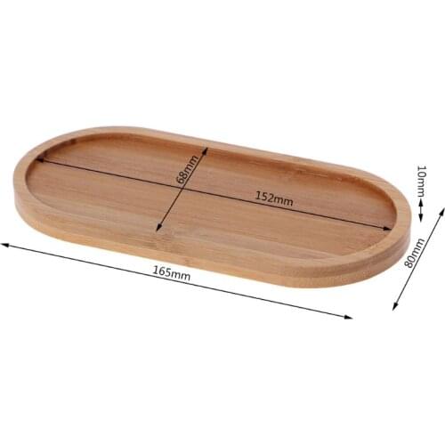 Oval Shape Bamboo Wood Saucer Plant Tray Mini Plant Flower Pot Stand Favor Succulent Pot Tray Simple Elegant Design Home Decor
