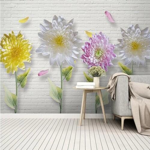 Beibehang custom Chrysanthemum flowers photo mural wallpaper TV background wallpapers for living room decoration 3D wall paper