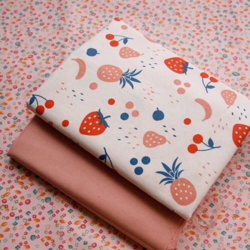 KDF14 Strawberry Twill Cotton Fabric,Girls' Summer Shirts,Dresses,Curtains, Cushions,Girls Bedding Clothes,DIY Fabric Materials