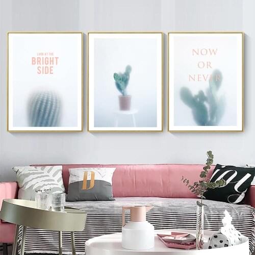 Art Watercolor Foggy Cactus Plant English Inspirational Phrase Canvas Painting Print Poster Pictures Nursery Wall Home Decor