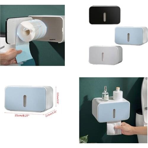 Roll Paper Storage Box Wall Mounted Toilet Tissue Shelf Holder Waterproof Bathroom Tray