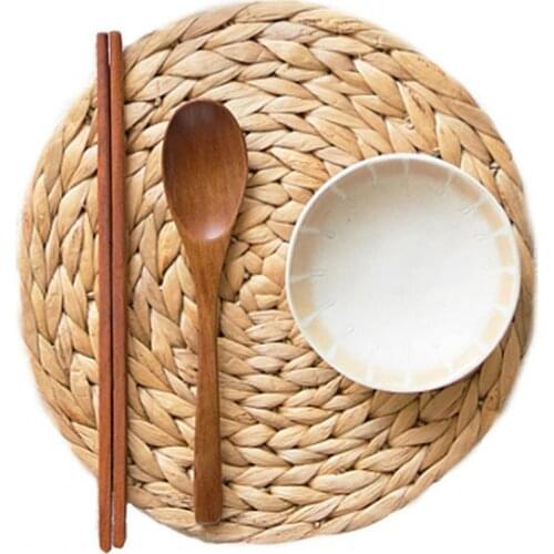 Placemat Gourd Woven Anti-scald Round Shape Table Decoration Mat for Kitchen