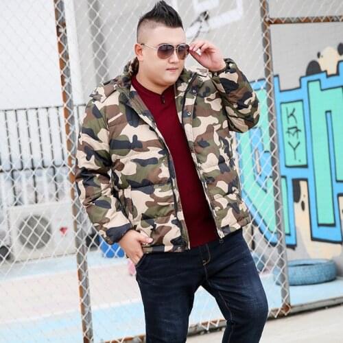 2019 New Winter Park Hooded Jacket Mens Warm Camouflage Jacket Fashion Casual Short Extra Large 9XL 10XL Camouflage Jacket