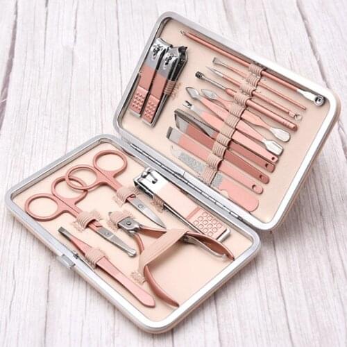 Manicure Nail Clippers Stainless Steel Nail Cutter Tool Set Multifunction Tweezer For Pedicure Finger Toe 7/10/12/16pcs/set