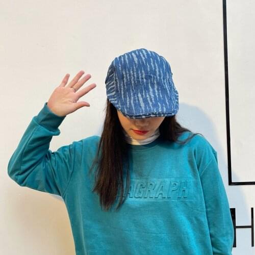 Fashion Cabbie Gatsby Hats Mens Striped Denim Newsboy Beret Cap Women Designer Torn Jean Duckbill Hat New Adjustable Dad Hats