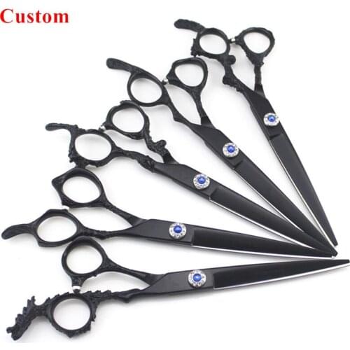 Custom Japan 440c 9cr steel 7 '' Dragon pet dog grooming hair scissors grooming shears pet cutting berber hairdressing scissors