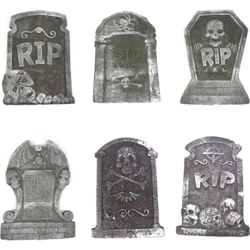 Halloween Foam Graveyard Tombstones (6 Pack), Headstone Decorations for Halloween Yard Decorations