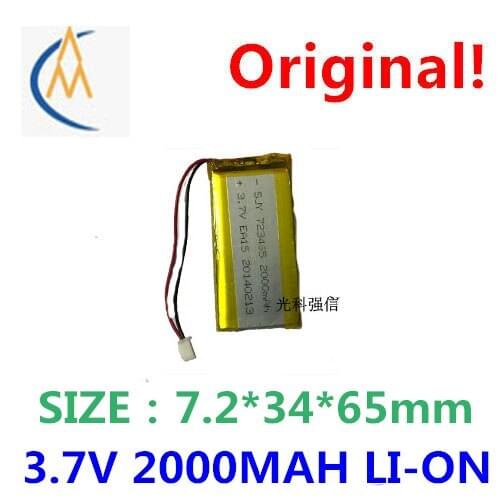 New full capacity 3.7V polymer lithium battery 723465 2000mAh mp4gps navigator / equipment / micro power supply