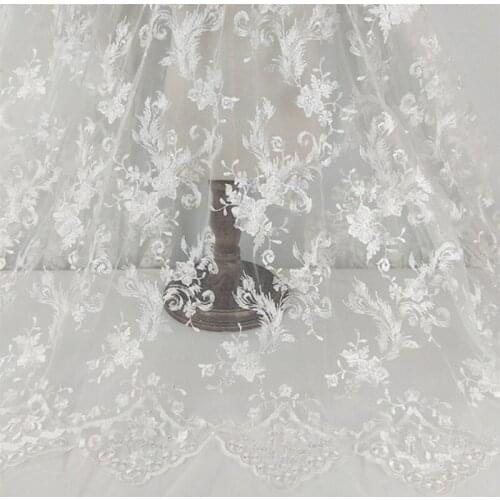 New style White polyester silk classic pattern style temperament lace dress embroidery fabric home decor free shipping MF36