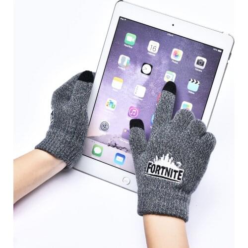 Original Fortnite Gloves Warm Winter Thick Touch Screen Knitted Gloves Unisex Plus Velvet Woolen Mittens Childs Christmas Gift