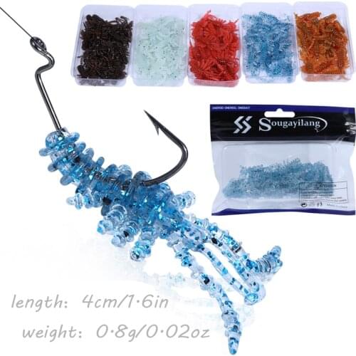 Sougayilang 20pcs Soft Lures Jigging Lures Silicone Worm Soft Fishing Baits Shrimp Bass Carp Artificial Tackle