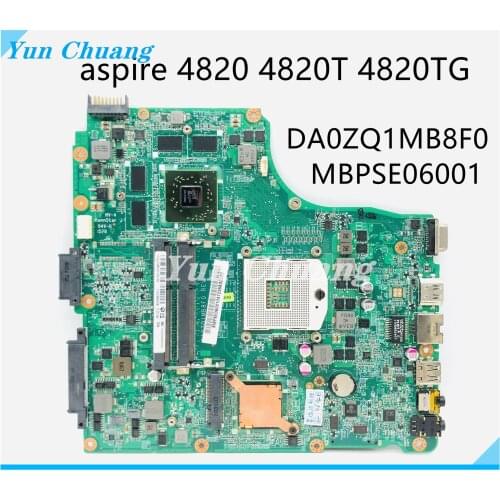 MBPSE06001 DA0ZQ1MB8F0 For Acer aspire 4820 4820T 4820TG Laptop Motherboard HM55 DDR3 HD5650 graphics card