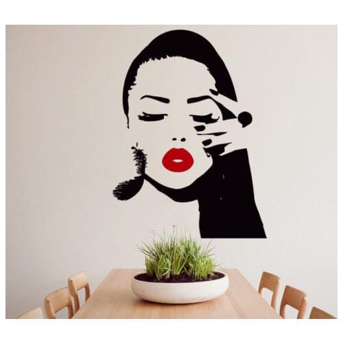 Vinyl Wall Decals Girl Removable Wall Sticker Lips Decal Hair Beauty Salon Decoration Home Decor Bedroom adesivo de parede ZA257