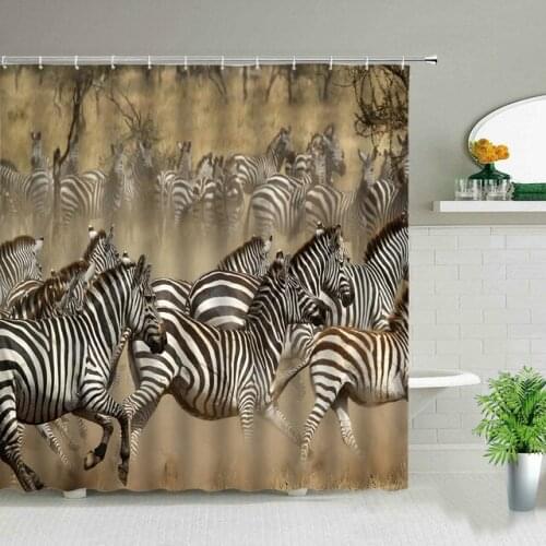 3d Shower Curtains Animal Zebra Bathroom Curtain Polyester Fabric Thicken Waterproof Mildewproof Partition Bath Curtain Custom