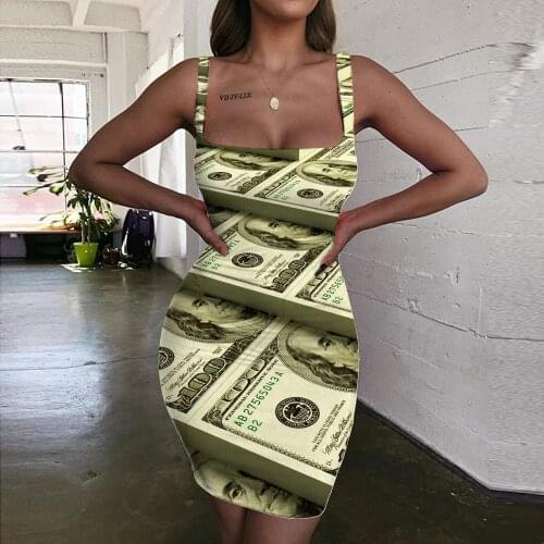 Giyu Brand Dollar Dresses Women Money Ladies Dresses United States 3d Print Harajuku Bodycon Dress Funny Sundress