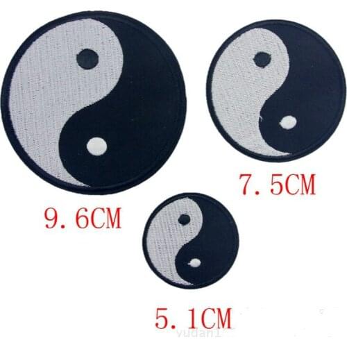 100pcs/lot Embroidery Patches Eight Trigrams TaiChi Chinese kung fu Black White Clothing Decoration Sewing Accessories Wholesale