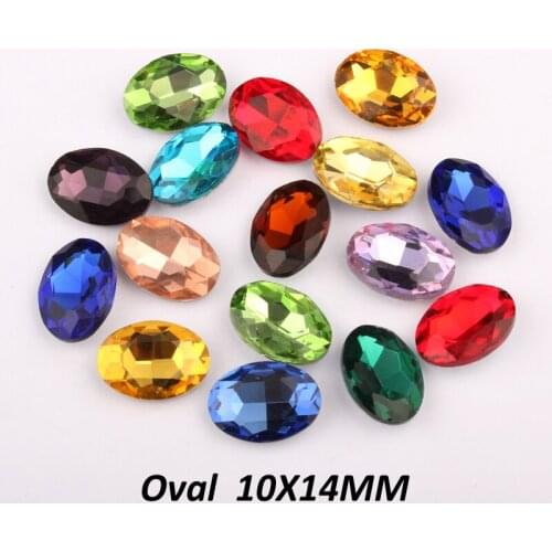 10X14MM Oavl Glass Crystal 60pcs Pointback Rhinestone 16 colors Optional free shipping