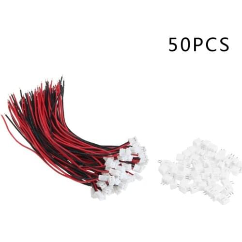 50 Sets Mini Micro JST 2.0 PH 2 Pin Connector Plug With Wires Cables 15cm/5.9in