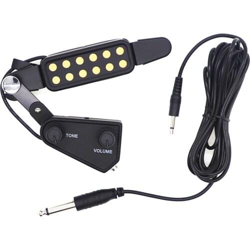 5pcs 12-hole Acoustic Guitar Soundhole Pickup Sound Hole Pick-up Magnetic Transducer with Tone Volume Controller Audio Cable