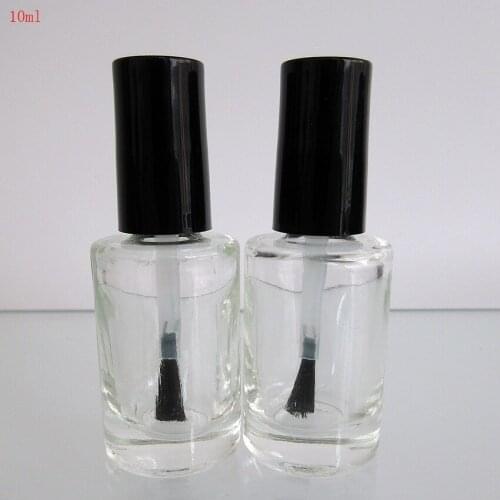 5pcs Glass Cosmectic Bottle,10ML Glass Nail Polish Empty Bottle with Lid Brush,Transparent Nail Oil Container with Brush Lid