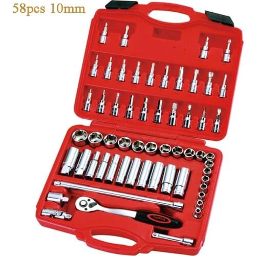 58pcs/set Combination of machine tools 3/8" 10mm series of metric sleeve tools socket wrench combination tool