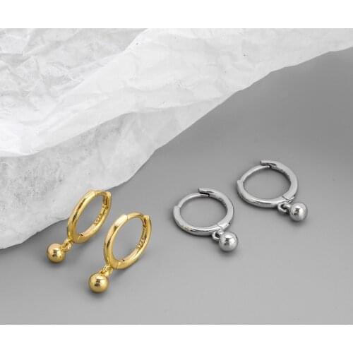 925 Sterling Silver Piercing Round Bead Hoop Earring For Women Party Wedding Punk Jewelry eh092