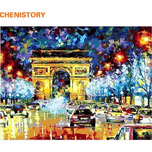CHENISTORY Europe Night Street DIY Painting By Numbers Kit Coloring Painting By Numbers Unique Gift For Home Decoration 40x50cm