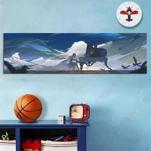 Long Picture Genshin Impact Video Game Poster Anime Girl Playing Piano Wall Art Canvas Room Decor Computer Game Picture