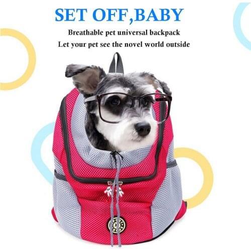 Pet Backpack Traveling Portable Chest Bag Backpack Breathable Mesh Fabric Dog Bag Dog Cat Carrying Supplies