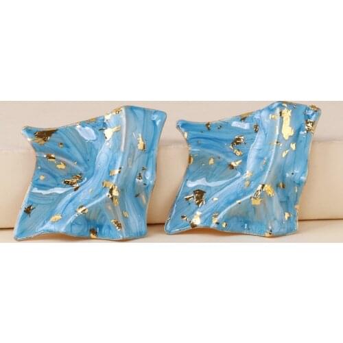 Personality Glitter Flake Irregular Geometric Earrings for Women Unique Design Enamel Metal Big Drop Dangle Earrings Jewelry