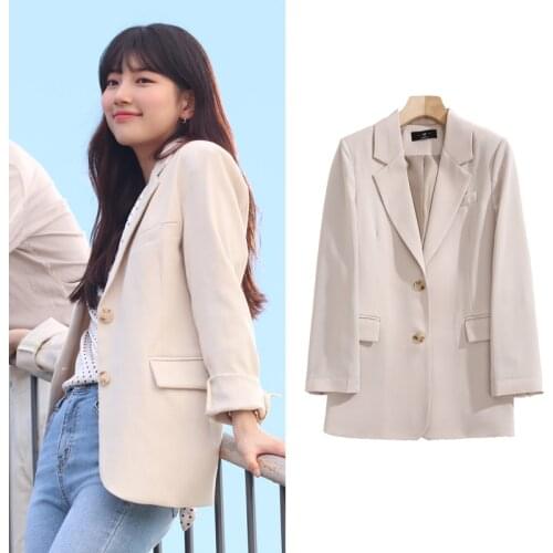 Korean Drama START UP Suzy 수지 Blazer Women Long Sleeve Womens Suit Coat Jacket Office Ladies Blazers 2020 Streetwear L