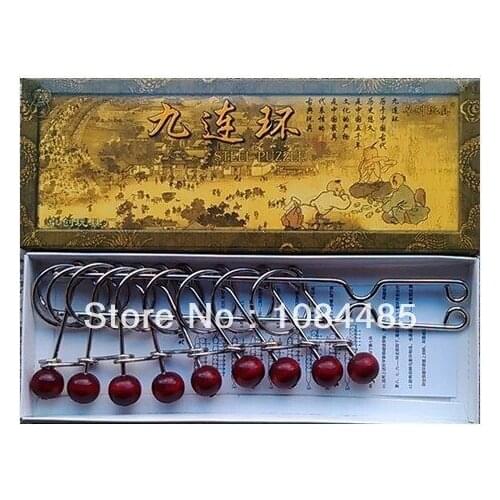 Chinese Ring Puzzle Nine Linked Rings Puzzle Classic Metal Brain Teaser Puzzle Game Toy