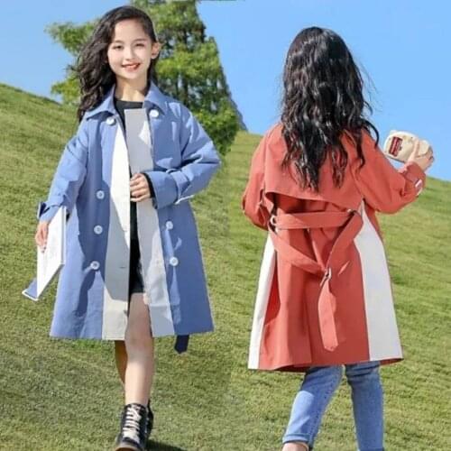 Fashion Spring Autumn Girls Long Sleeve Jackets Outwear 2 Colors Casual Fall Clothes For 6 To 8 Years Girls Windbreaker Coats