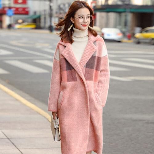 Coat Jacket Female Autumn Mink Velvet Mid-length Winter Loose Plaid Outfit