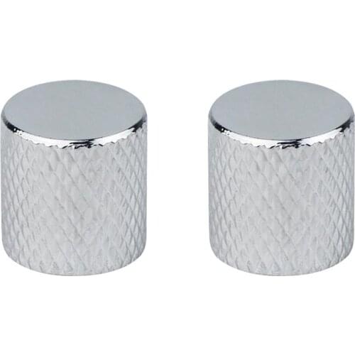 FLEOR 2pcs Flat Top Metal Guitar Knob Chrome for ST / TL Style Guitar Parts