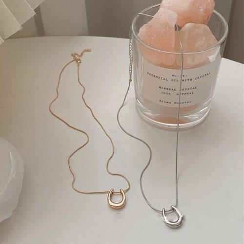 Minimalist Gold Silver Color Choker Chain Hook U Pendant Necklaces for Women Girl Simple Chocker Necklace Jewelry