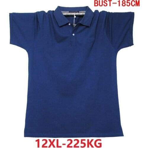 Mens XL t-shirt large size 8XL 9XL 10XL 11XL 12XL cotton short-sleeved summer T-shirt blue lapel