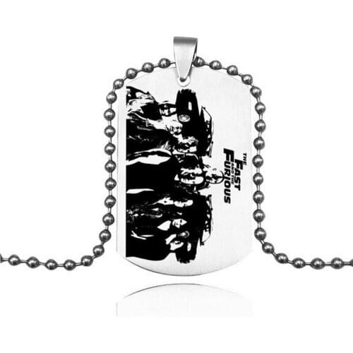 2019 Movie Fast Furious Presents Keychain Mens Stainless Steel Necklace Tag Bead Chain Pendant 10PCS/LOT
