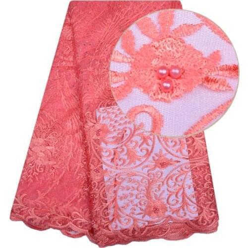 Nigerian Lace Fabric Dubai Embroidered French Tulle Lace Latest African Lace Fabric 2018 With Stones And Beaded For Wedding 1163