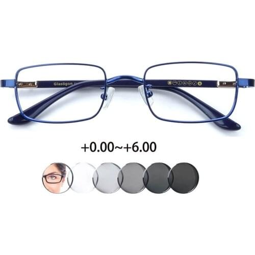 Women Rectangle Photochromic Reading Glasses 0~+6.00