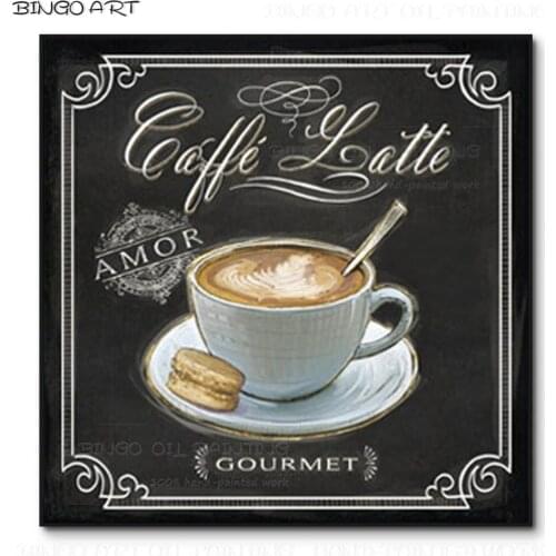 Hand-painted High Quality Wall Art Coffee Cup Oil Painting on Canvas Vintage Wall Art Coffee Scandinavian Painting for Bar Decor