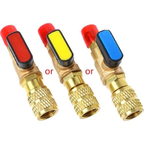 1/4" Male to 5/16" Female SAE R410A Refrigerant Straight Ball Valve AC Charging #0604