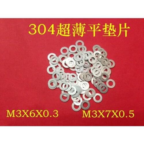 100PCS M2 M3 flat Thin washer shim 0.1mm0.2mm0.3mm 0.5mm 304 Stainless Steel Ultra-thin Flat Washer Gasket Gap Adjustment washer
