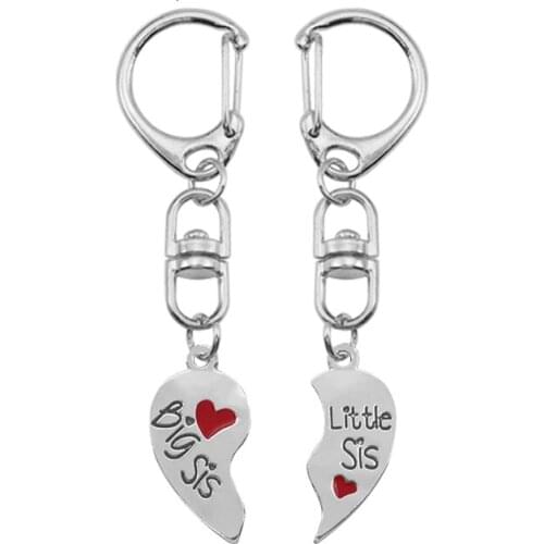 DIY Cute Keychain For Women Girl Heart Puzzle Big Sis Little Sis Pendant Charm Accessories Lovely Jewelry Gift 2021