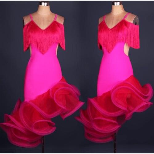 Latin dance performance service three - Layer Skirt Latin dance competition dress high - end Latin Dance Dress
