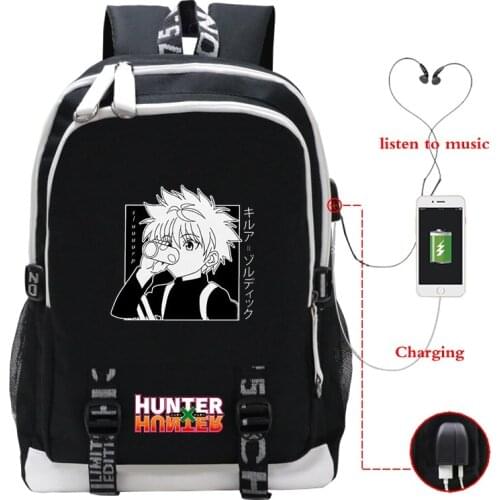 Hunter X Hunter School Bags Japan Anime BackpackS Boys Girls USB Charging Travel Large Laptop College Students Schoolbag Bagpack