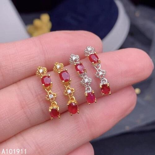 KJJEAXCMY fine jewelry natural ruby 925 sterling silver women earrings new Ear Studs support test noble