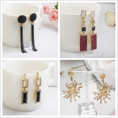 2019 New Fashion Tassel Earrings For Women Black Long Drop Earrings For Wedding Party