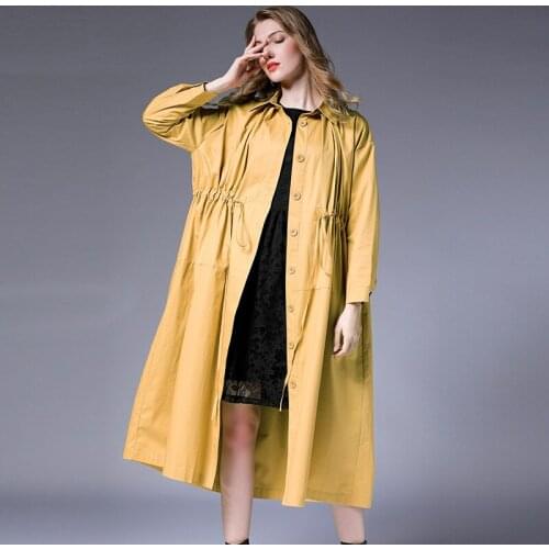 Women loose fashion plus size trench coat Sequins Collect waist skinny Elegant coat oversize long sleeve casual long coats new
